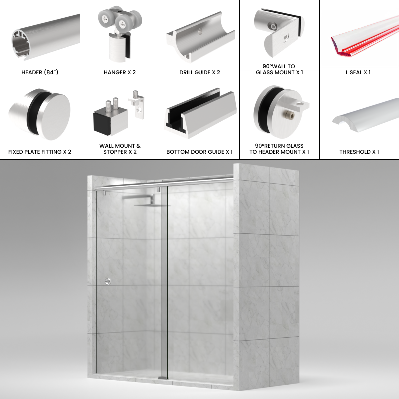 [HYDRO84] HYDRO Series GGH Shower Sliding Door Kit