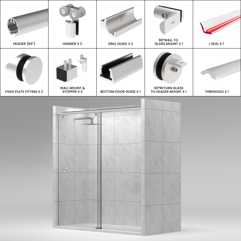[HYDRO84] HYDRO Series GGH Shower Sliding Door Kit