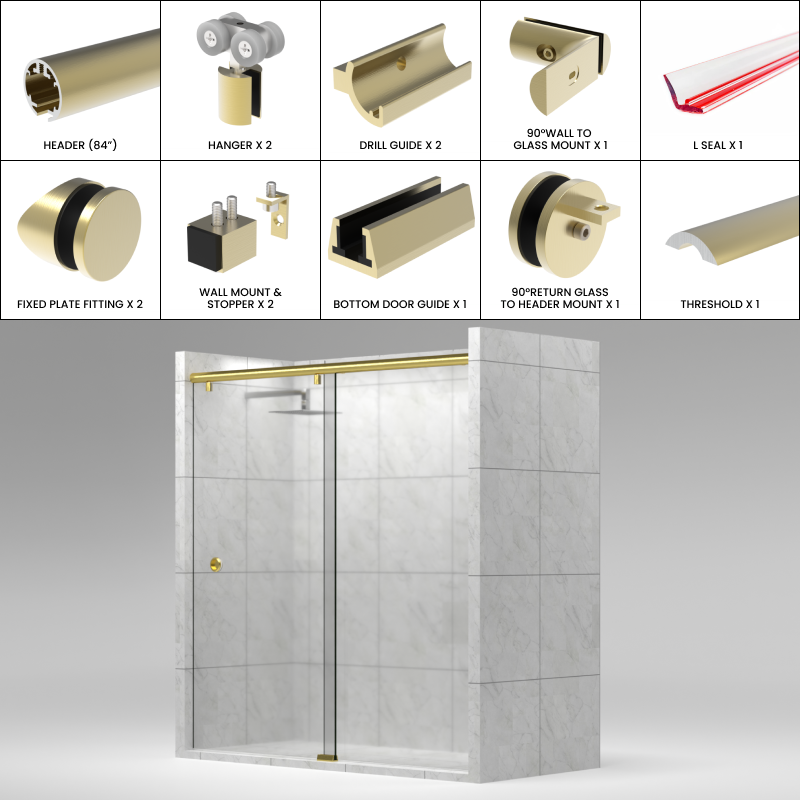 [HYDRO84] HYDRO Series GGH Shower Sliding Door Kit