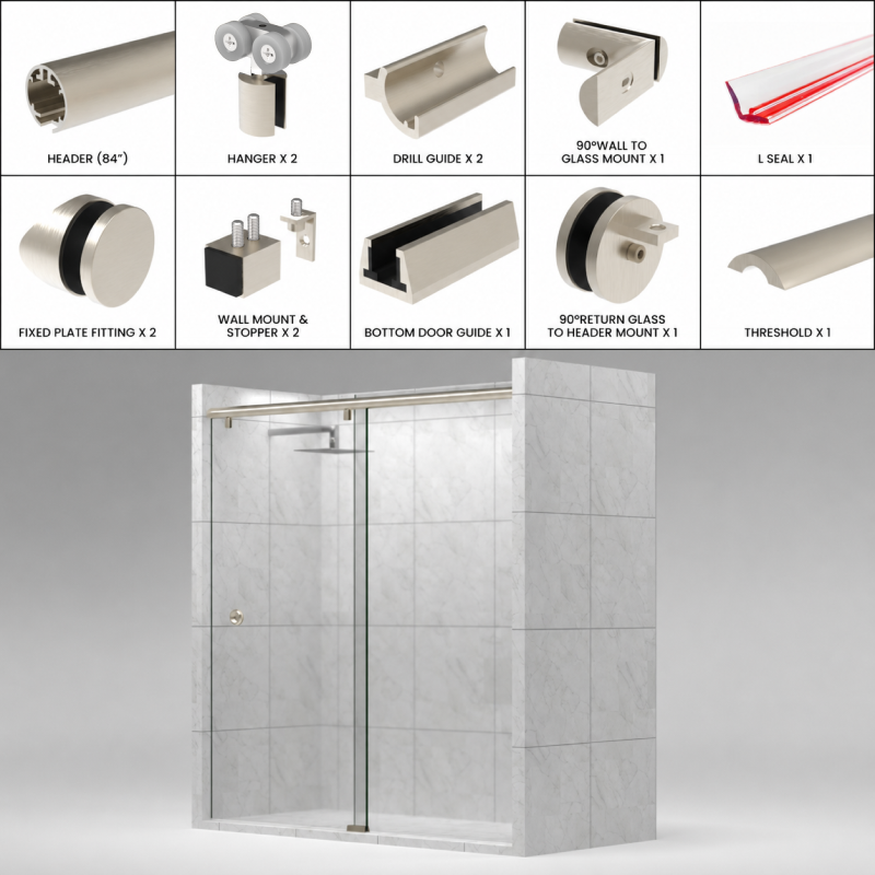 [HYDRO84] HYDRO Series GGH Shower Sliding Door Kit