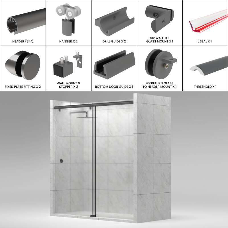 GGH HYDRO Shower Sliding Door Kit - 84"