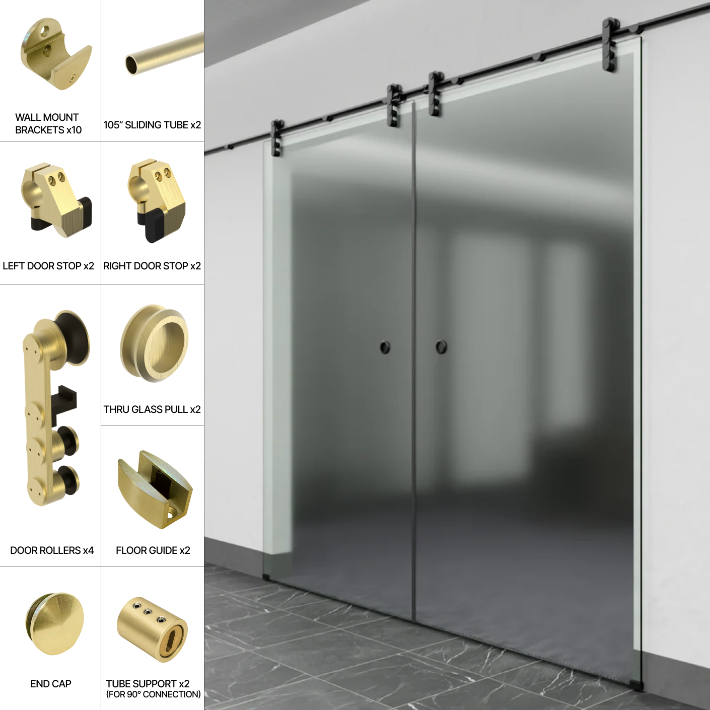 GGH Commercial Sliding Door Kits - Wall Mount (Double Door)