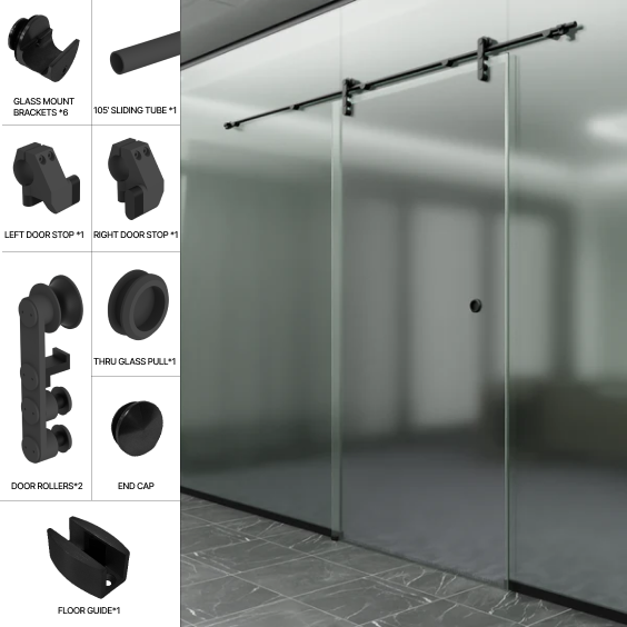 GGH Commercial Sliding Door Kit - Glass Mount