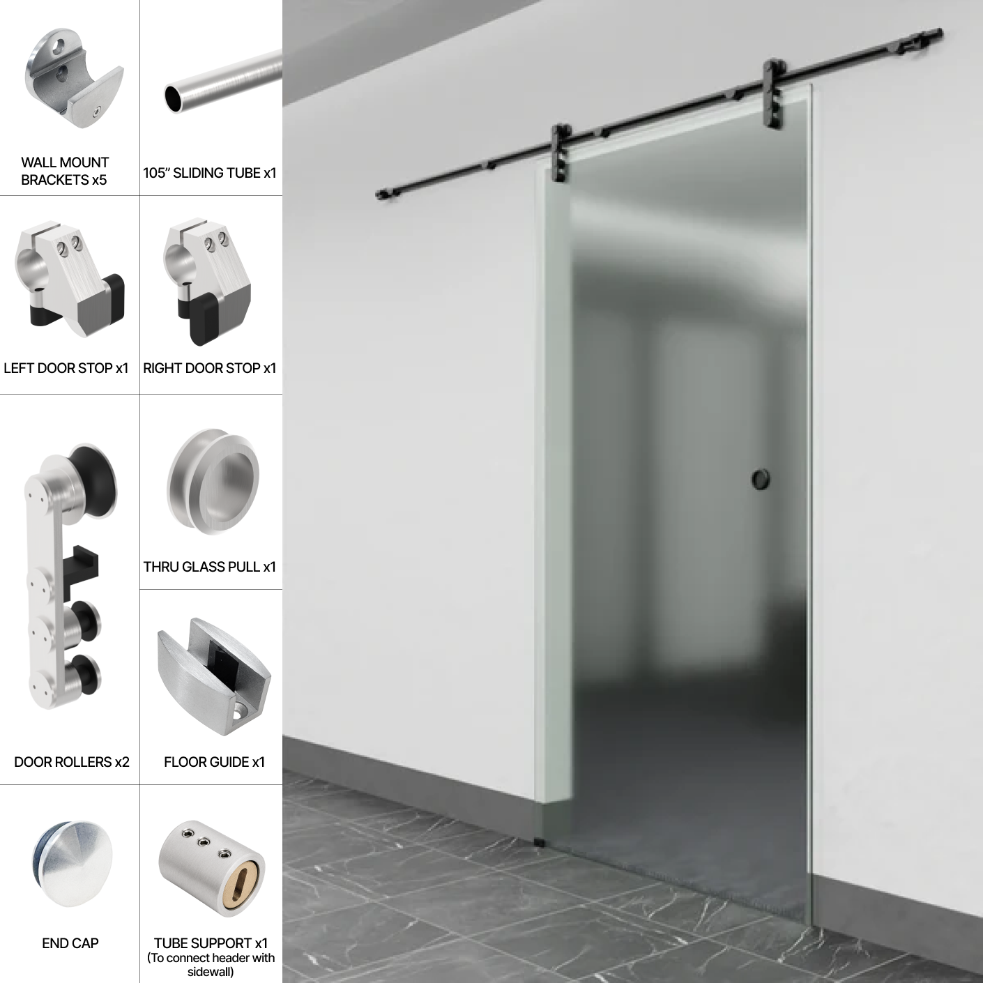 GGH Commercial Sliding Door Kit - Wall Mount (Single Door)