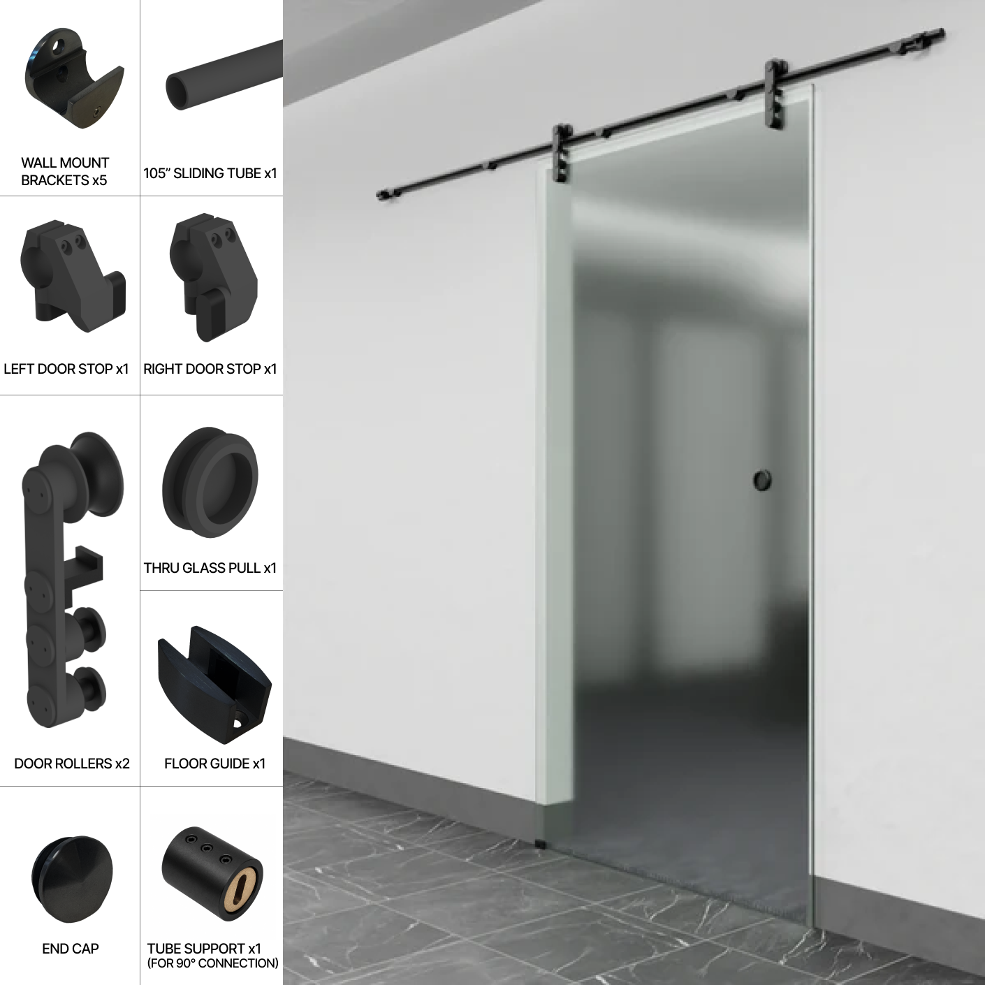 GGH Commercial Sliding Door Kit - Wall Mount (Single Door)