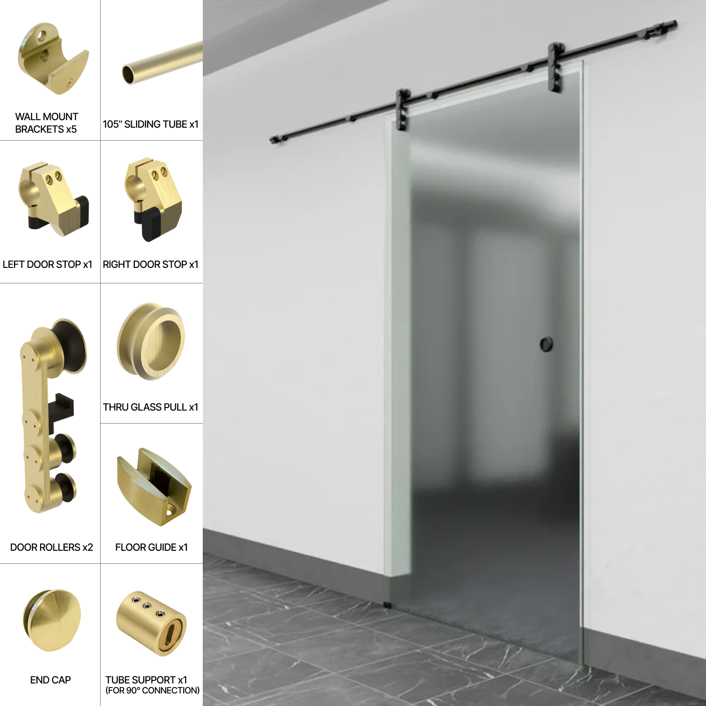 GGH Commercial Sliding Door Kit - Wall Mount (Single Door)