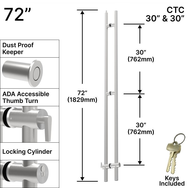 GGH Ladder Pull - 72" ADA Top Locking Ladder Pull - 3 Post Mounting - Back to Back