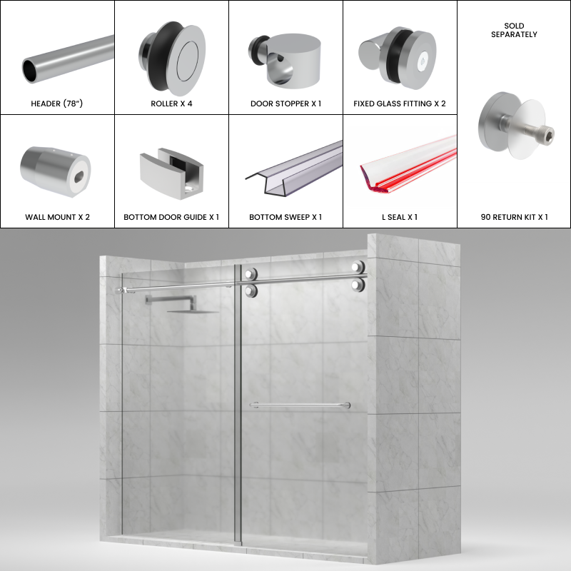 [LUNA78] LUNA Series GGH Shower Sliding Door Kit