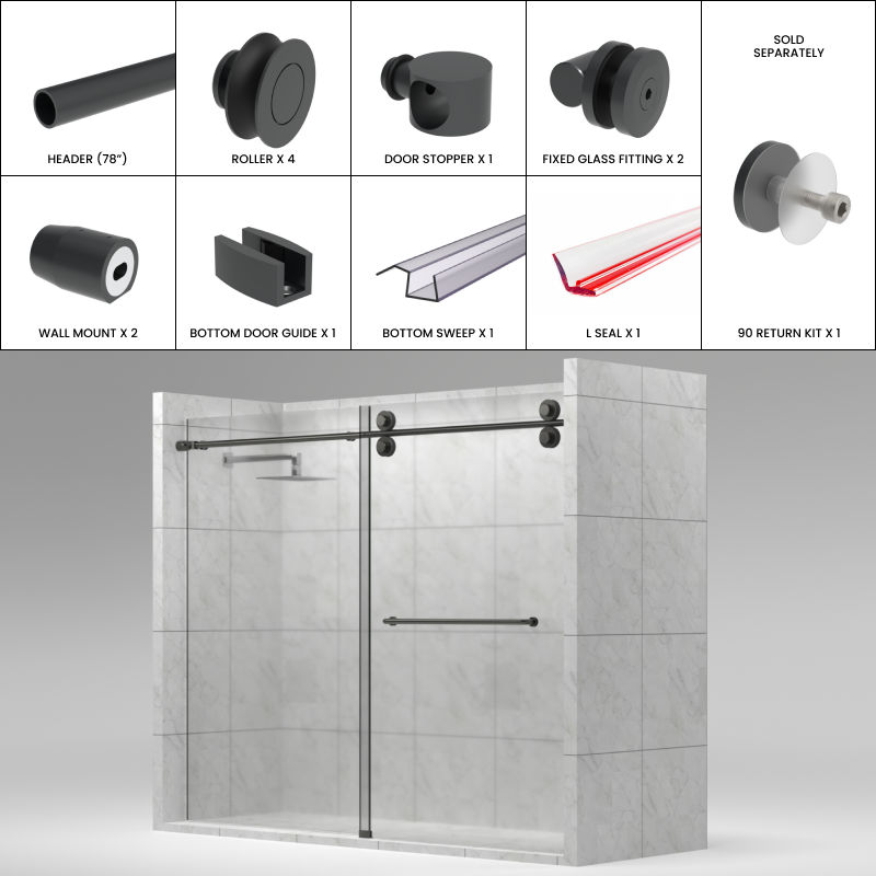 [LUNA78] LUNA Series GGH Shower Sliding Door Kit