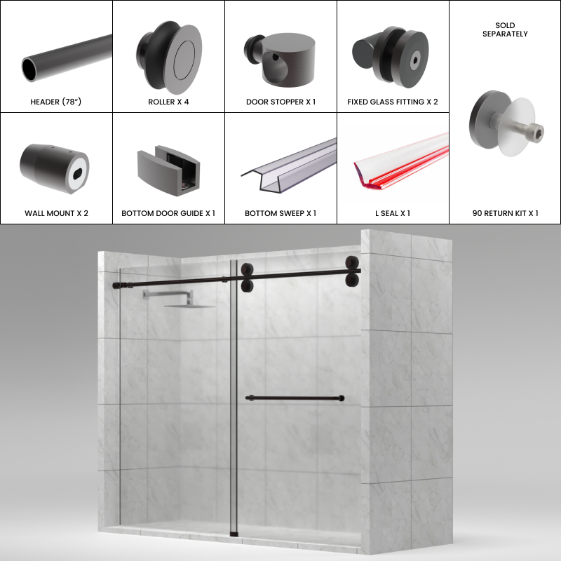 [LUNA78] LUNA Series GGH Shower Sliding Door Kit
