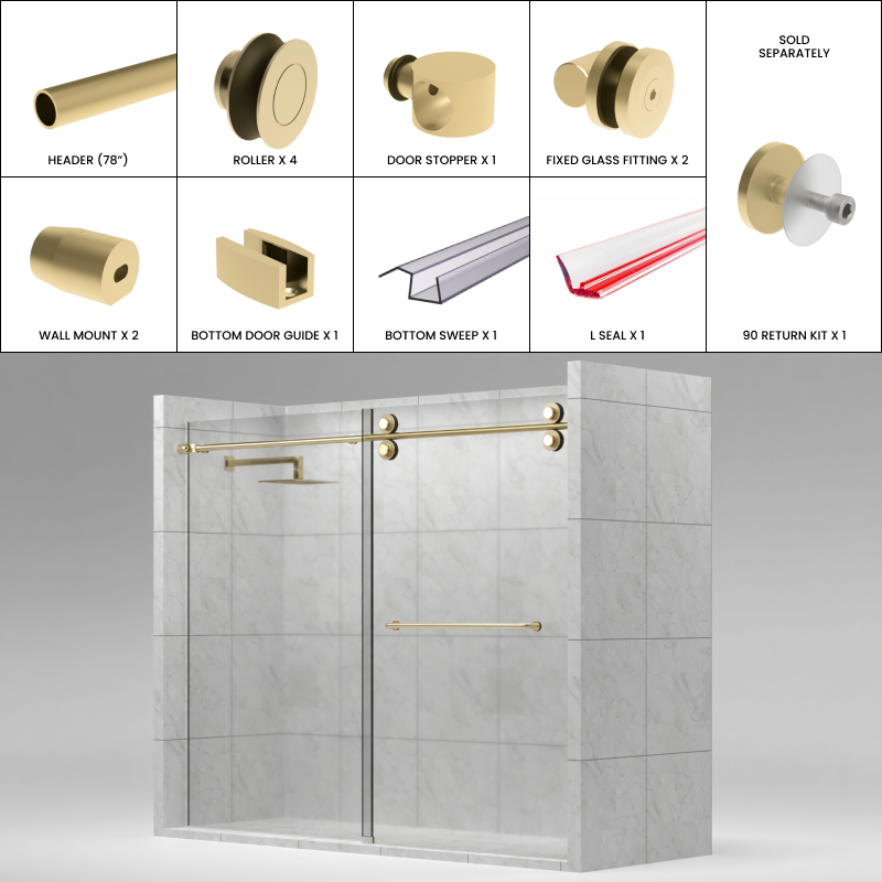 GGH LUNA Shower Sliding Door Kit - 78"