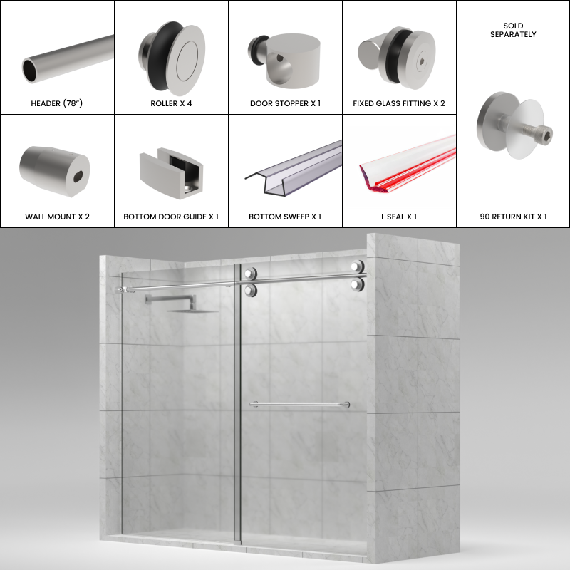 [LUNA78] LUNA Series GGH Shower Sliding Door Kit