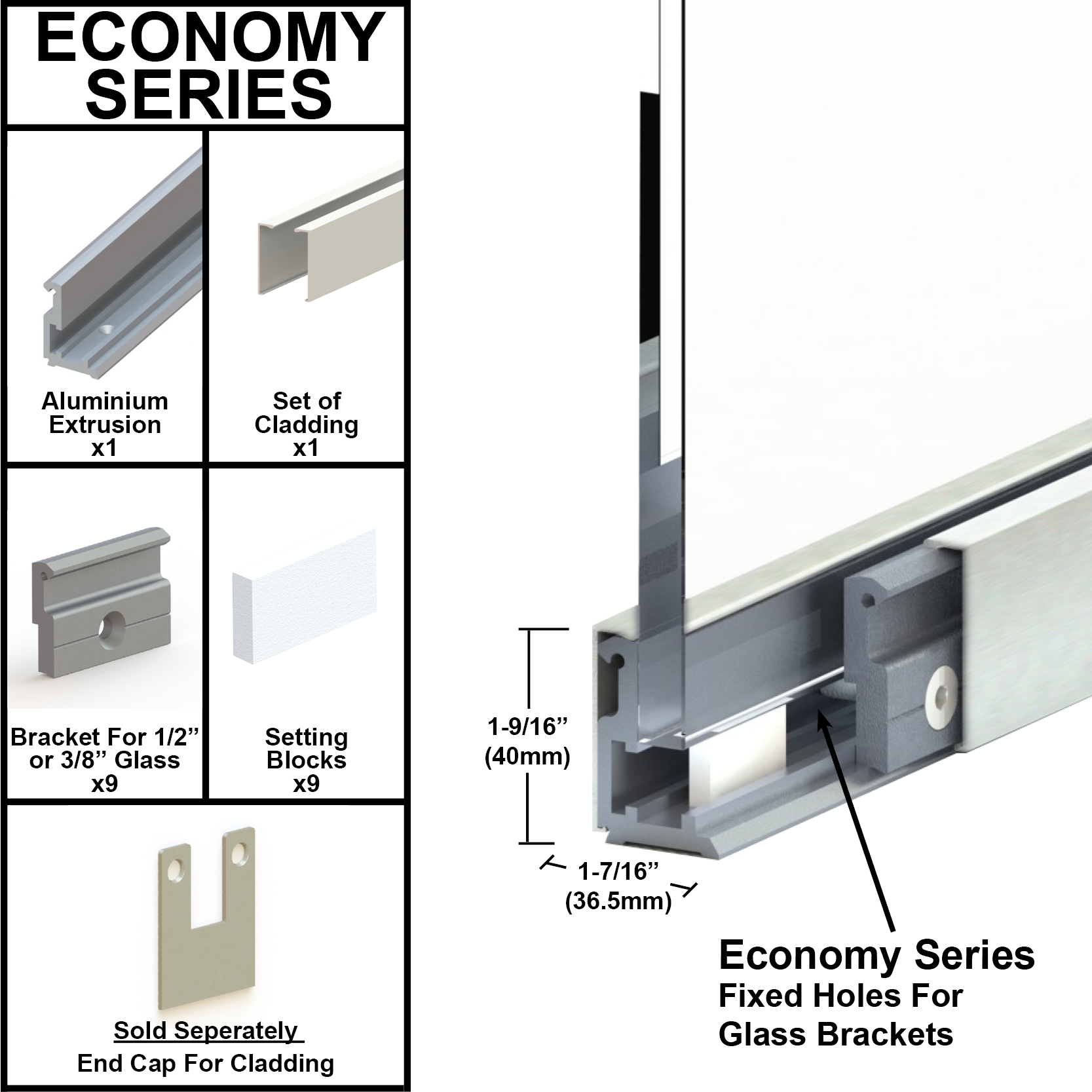 GGH Commercial U-Channel - 1-9/16" Cladding - 120" Length