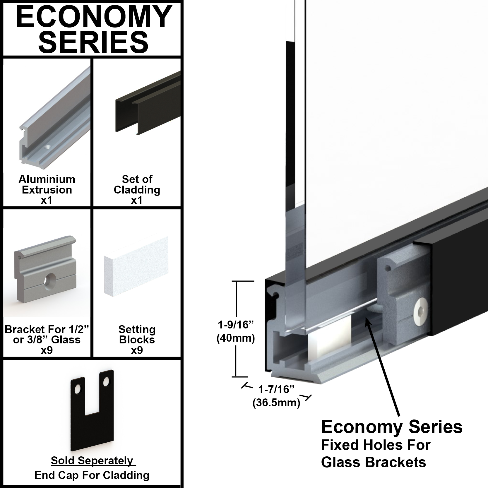GGH Commercial U-Channel - 1-9/16" Cladding - 120" Length