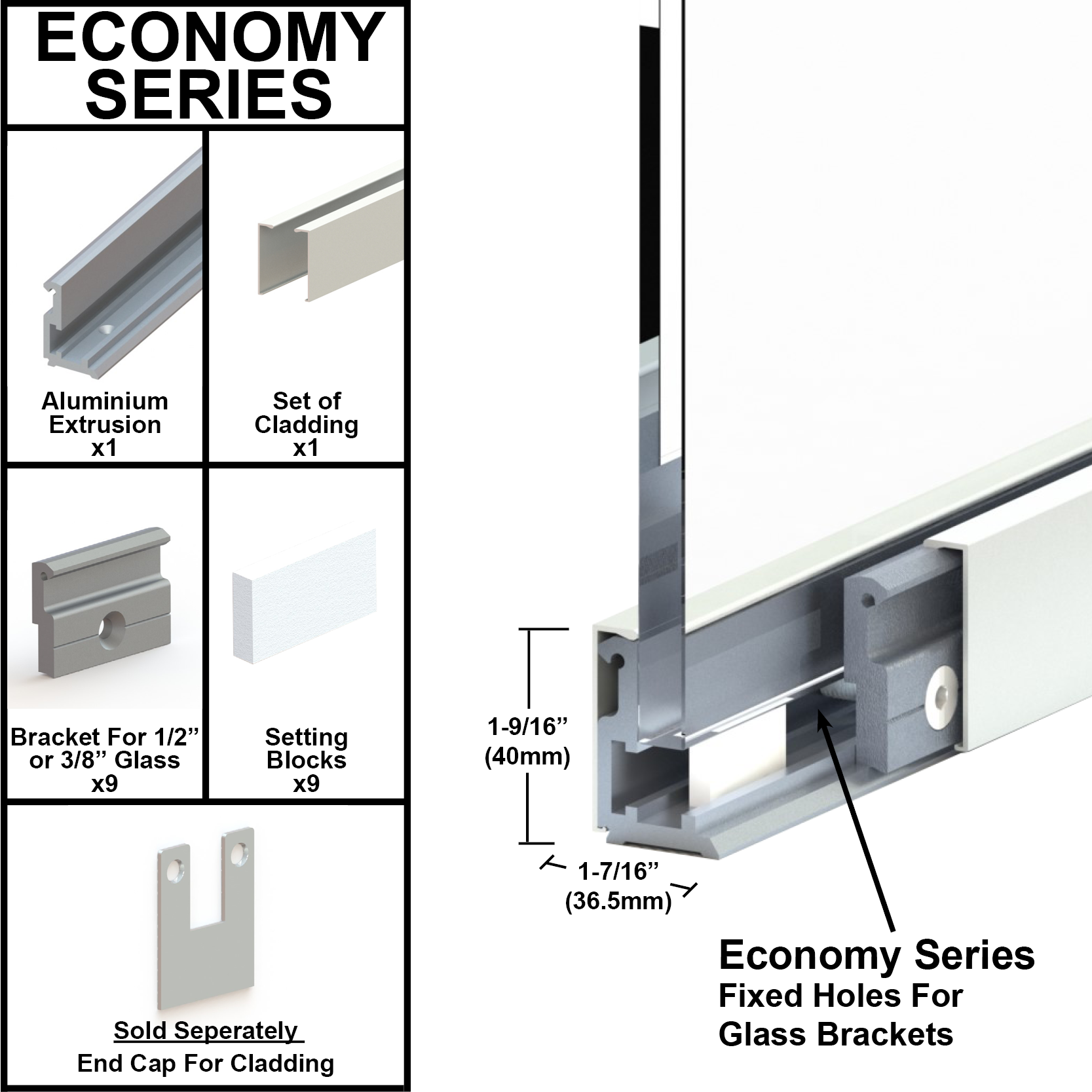 GGH Commercial U-Channel - 1-9/16" Cladding - 120" Length