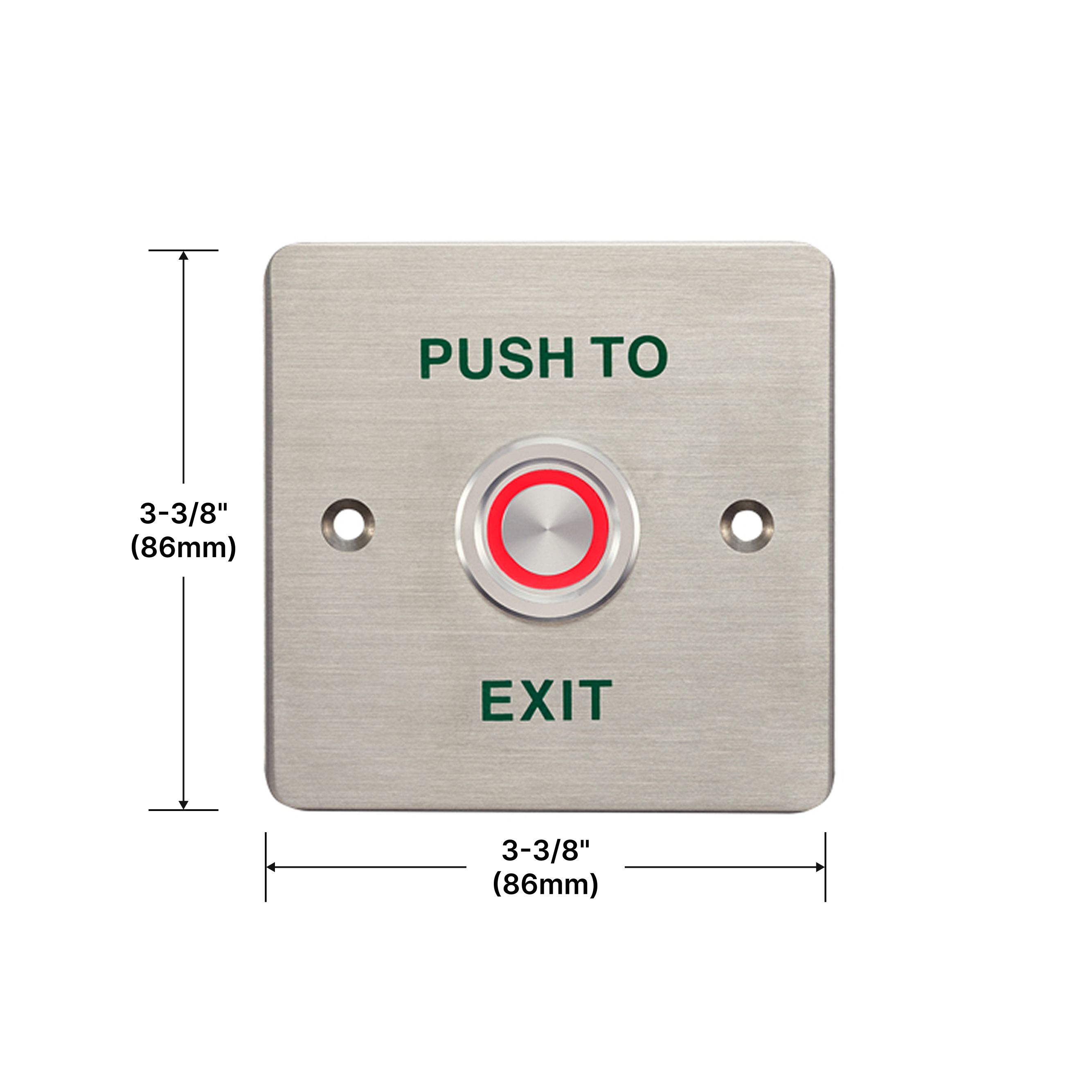 GGH Piezoelectric Exit Button with LED (Stainless Steel) 86mm X 86mm