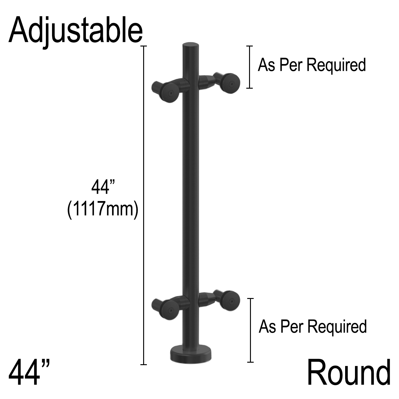 [RPROARM-44ADJ] Double Arm Post - 44" Round - Adjustable
