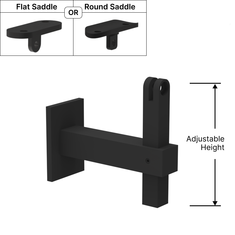 [SHRBADJWM] HRB Series GGH Square Handrail Bracket -Adj. Wall Mount w/ Flat or Round Saddle