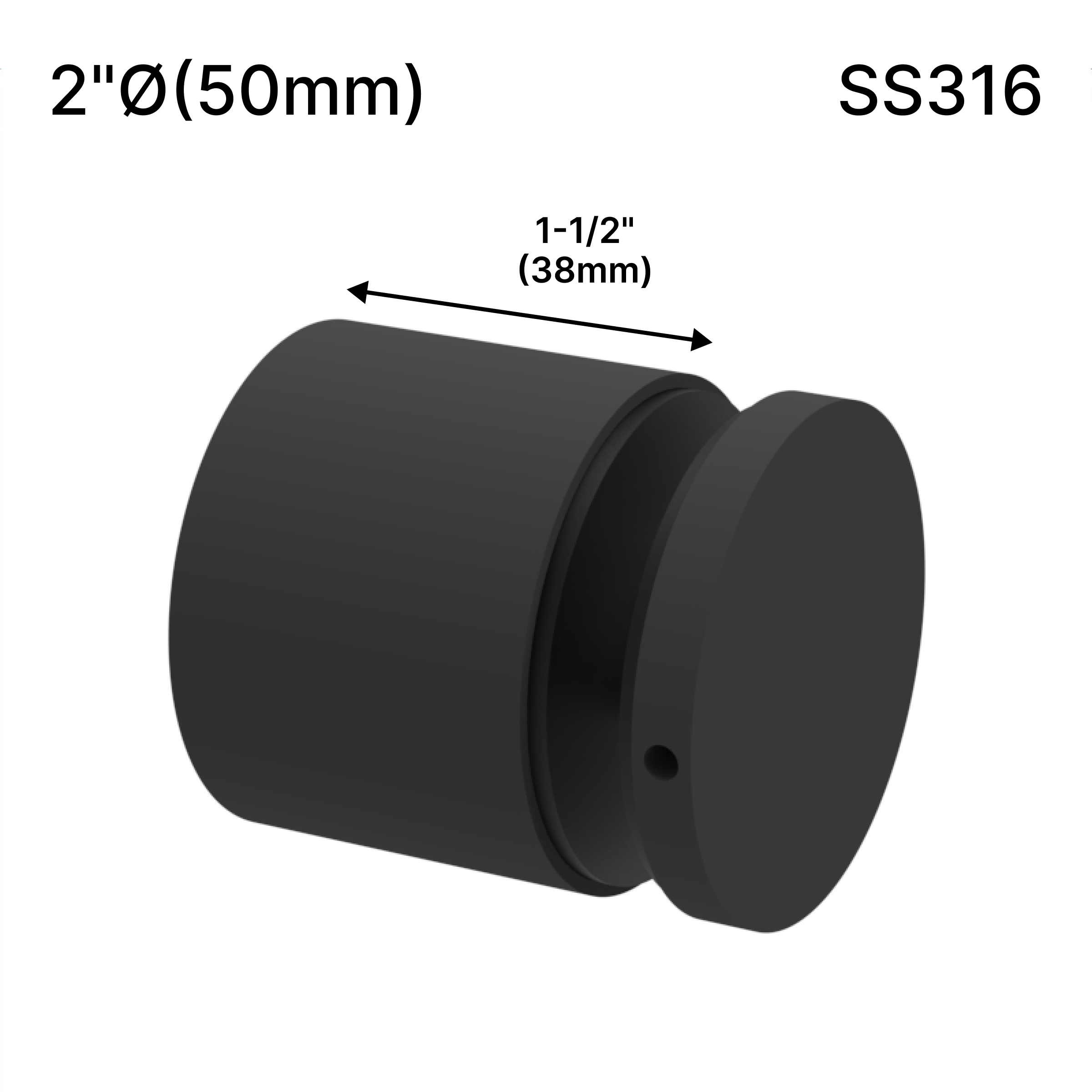 GGH Standoff - 2" Ø˜ X 1-1/2" Base Height - Round - SS316
