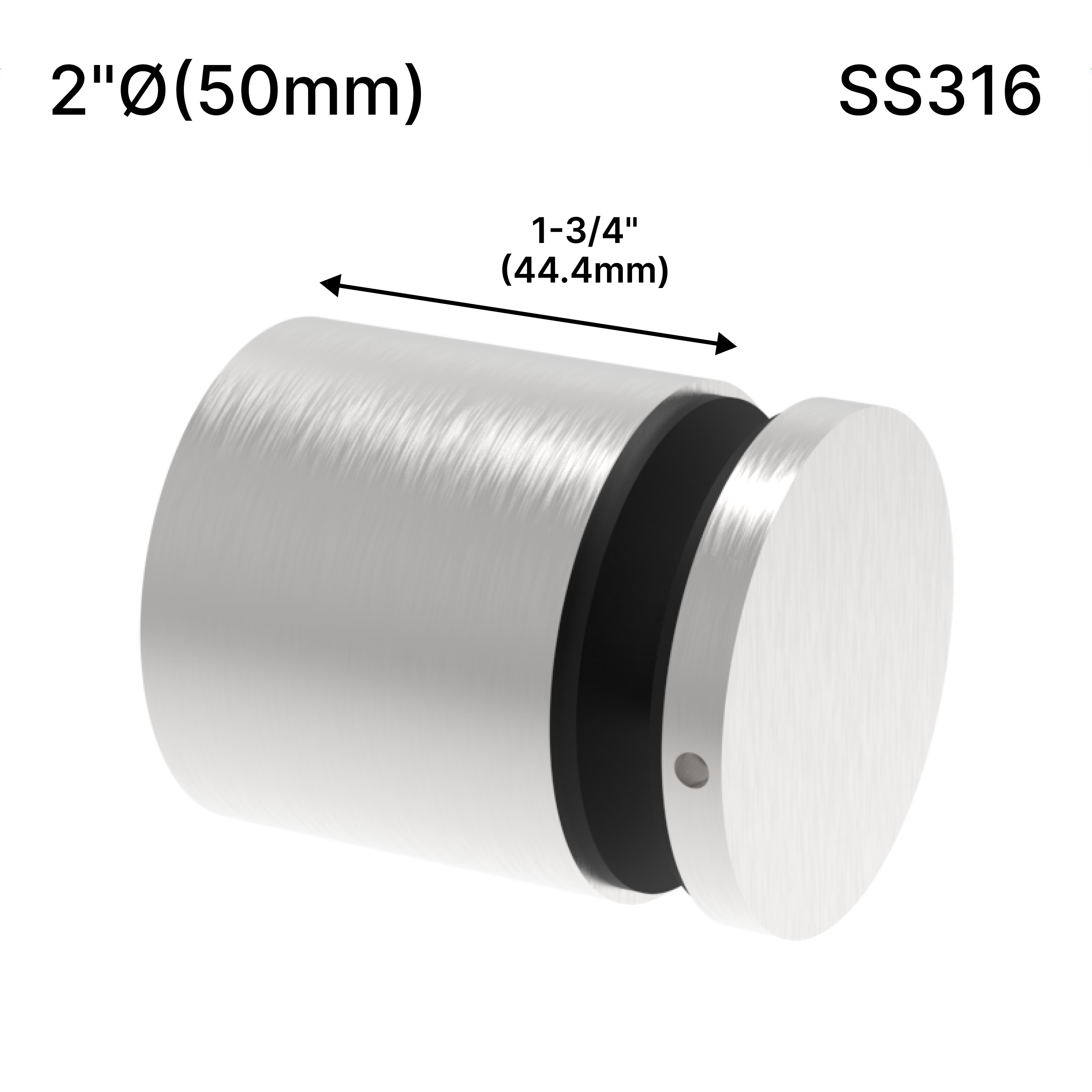GGH Standoff - 2" Ø˜ X 1-3/4" Base Height - Round - SS316