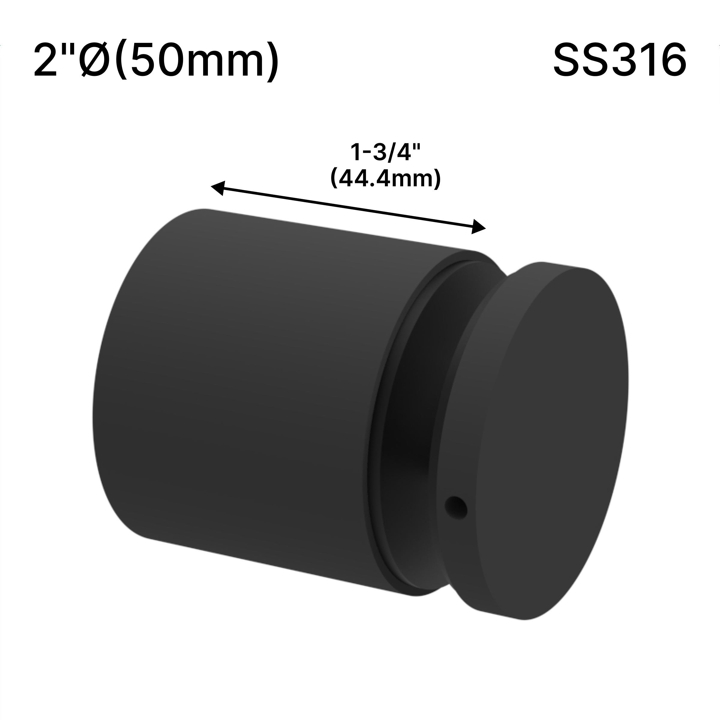 GGH Standoff - 2" Ø˜ X 1-3/4" Base Height - Round - SS316