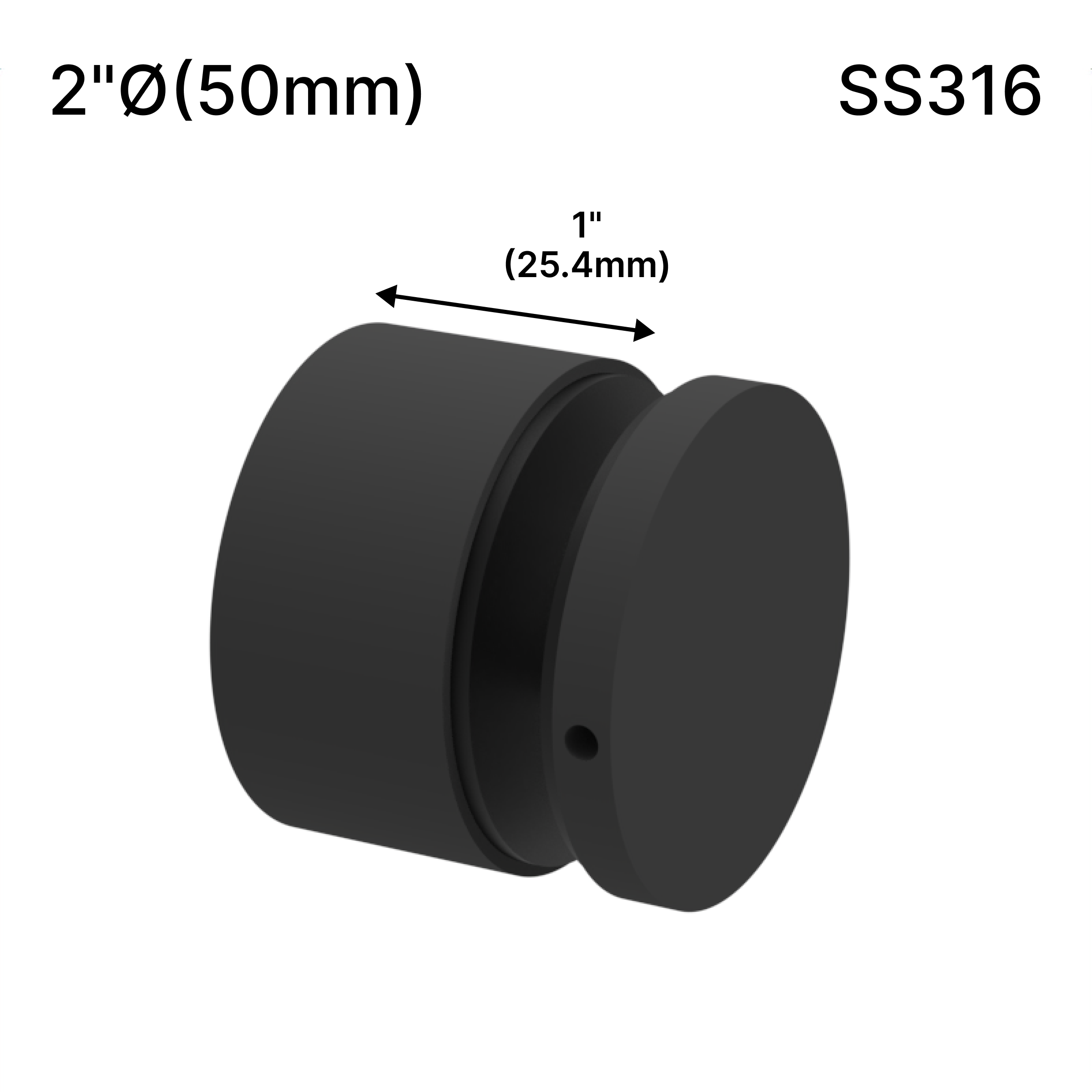 [SSO2X1] Superior Series GGH Standoff - 2" Ø˜ X 1" Base Height - Round - SS316