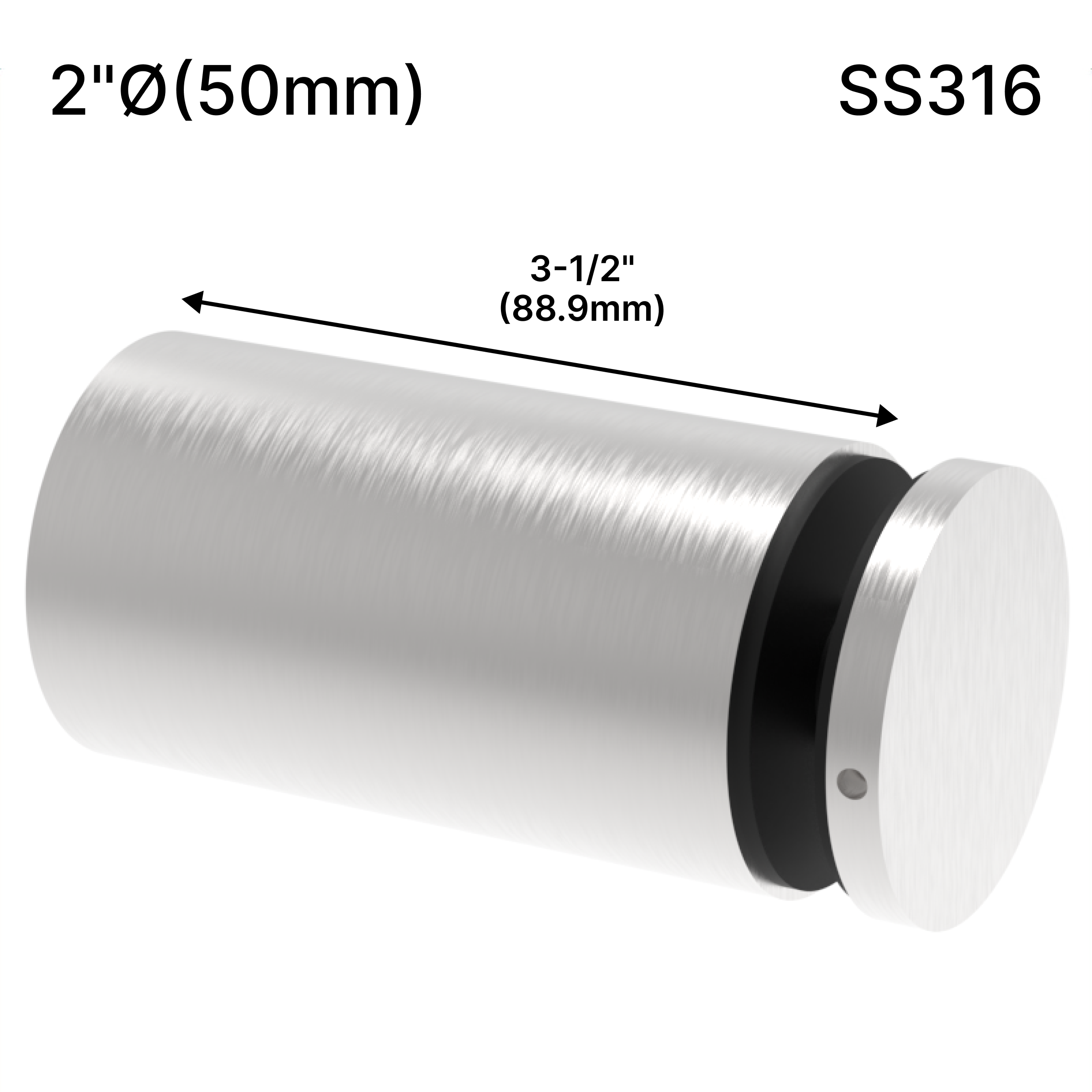 GGH Standoff - 2" Ø˜ X 3-1/2" Base Height - Round - SS316