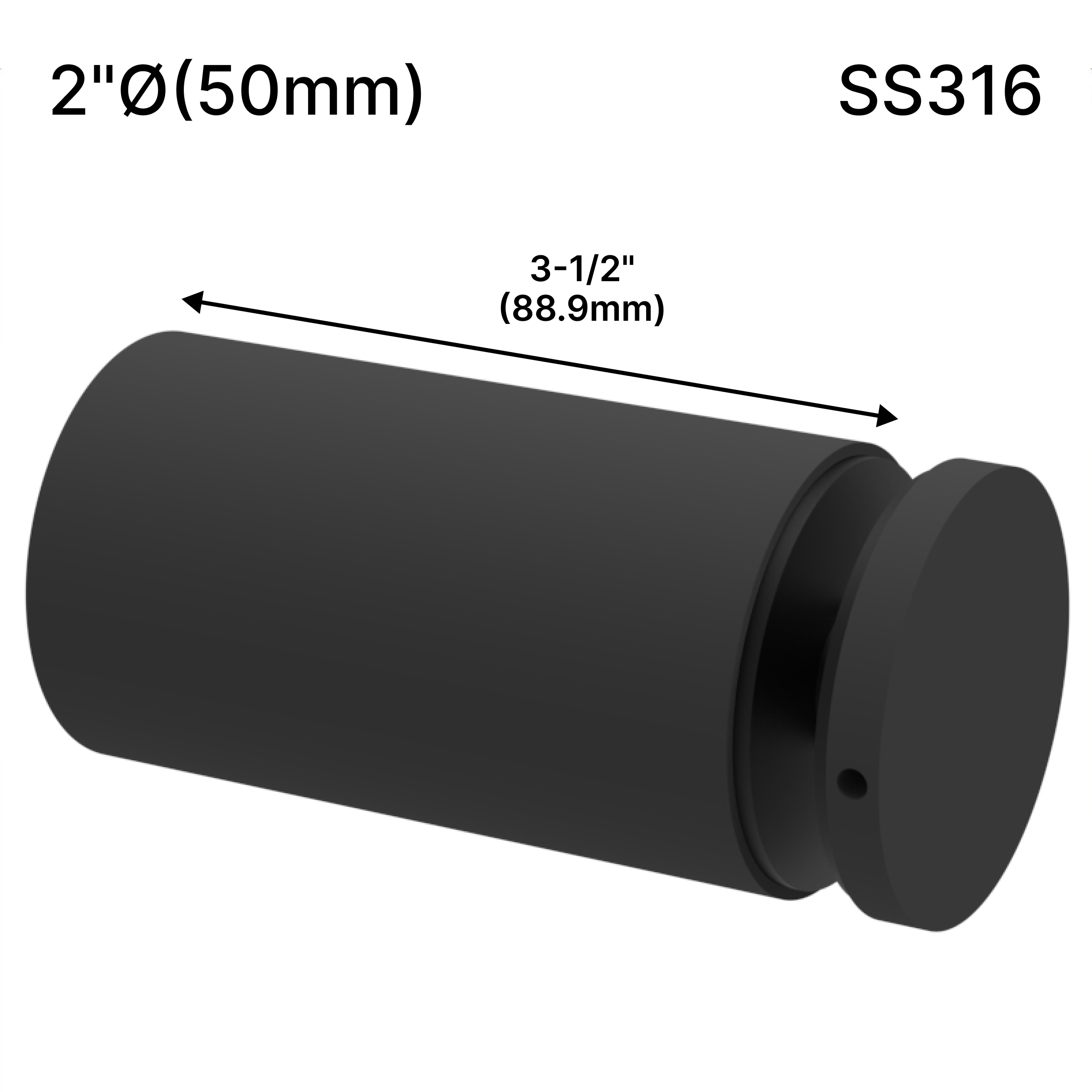 GGH Standoff - 2" Ø˜ X 3-1/2" Base Height - Round - SS316