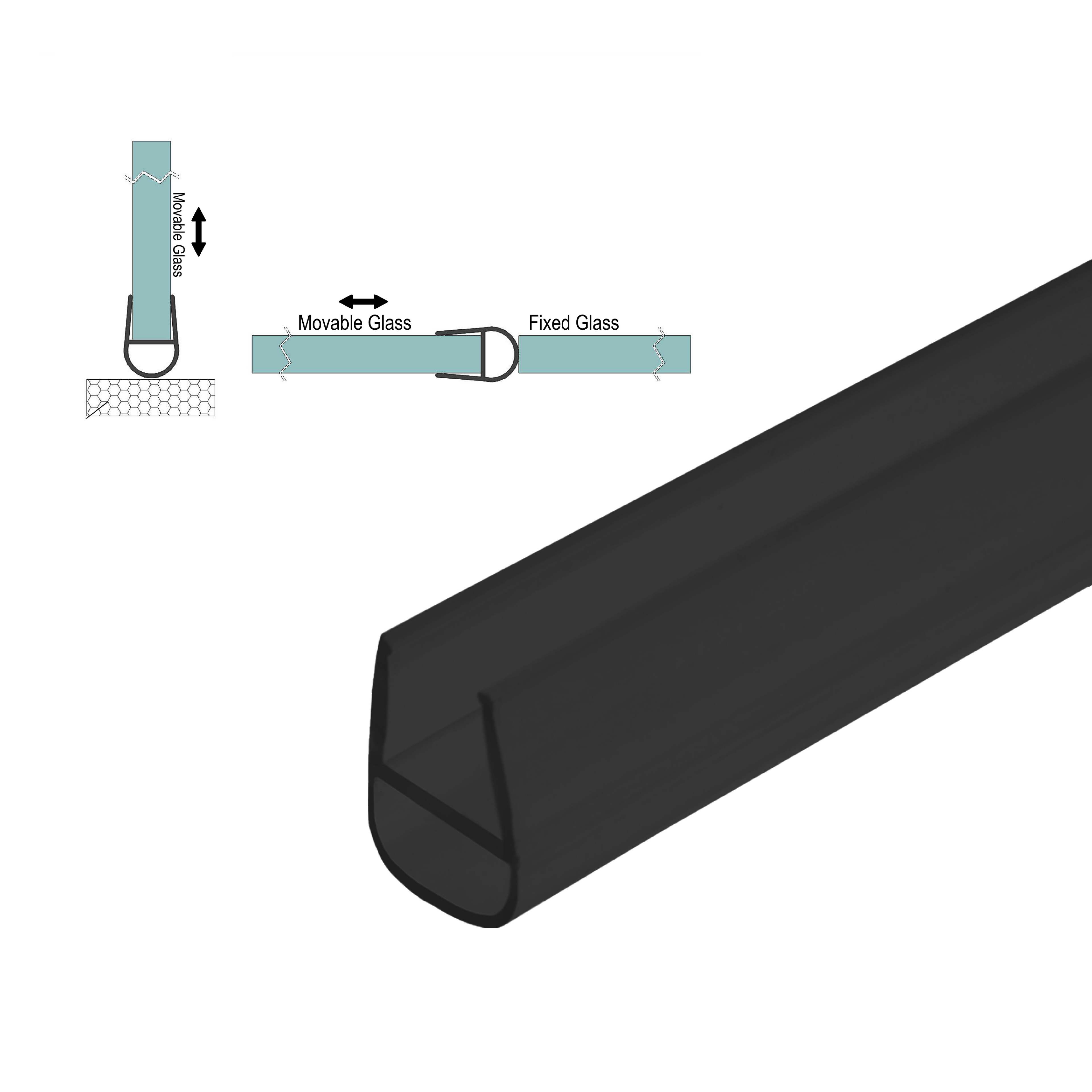 [SWPB] GGH Shower Sweep - Bulb Seal for 3/8" Glass (95")