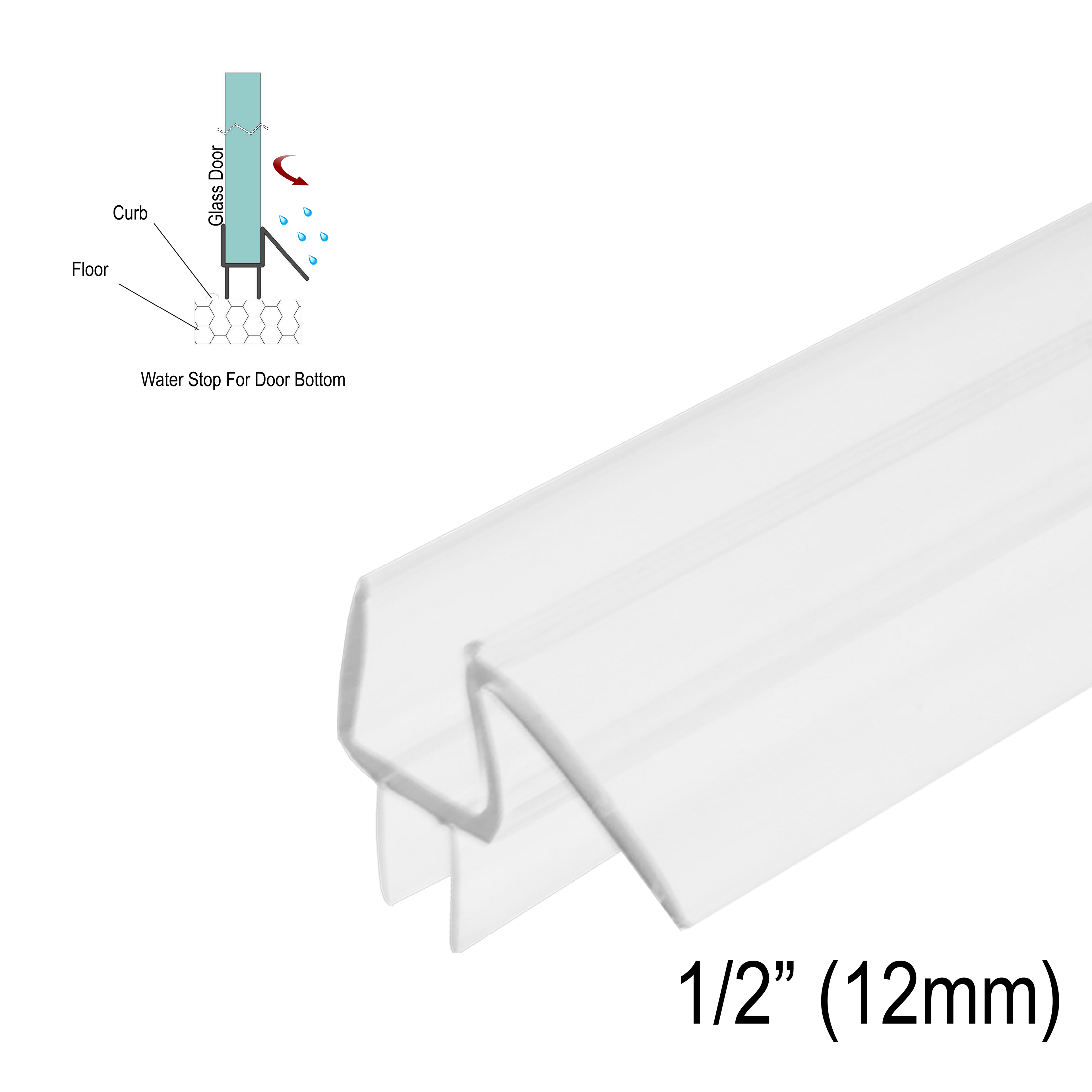[SWPBWDR12] GGH Shower Sweep - Bottom Wipe w/ Drip Rail for 1/2" Glass (95")