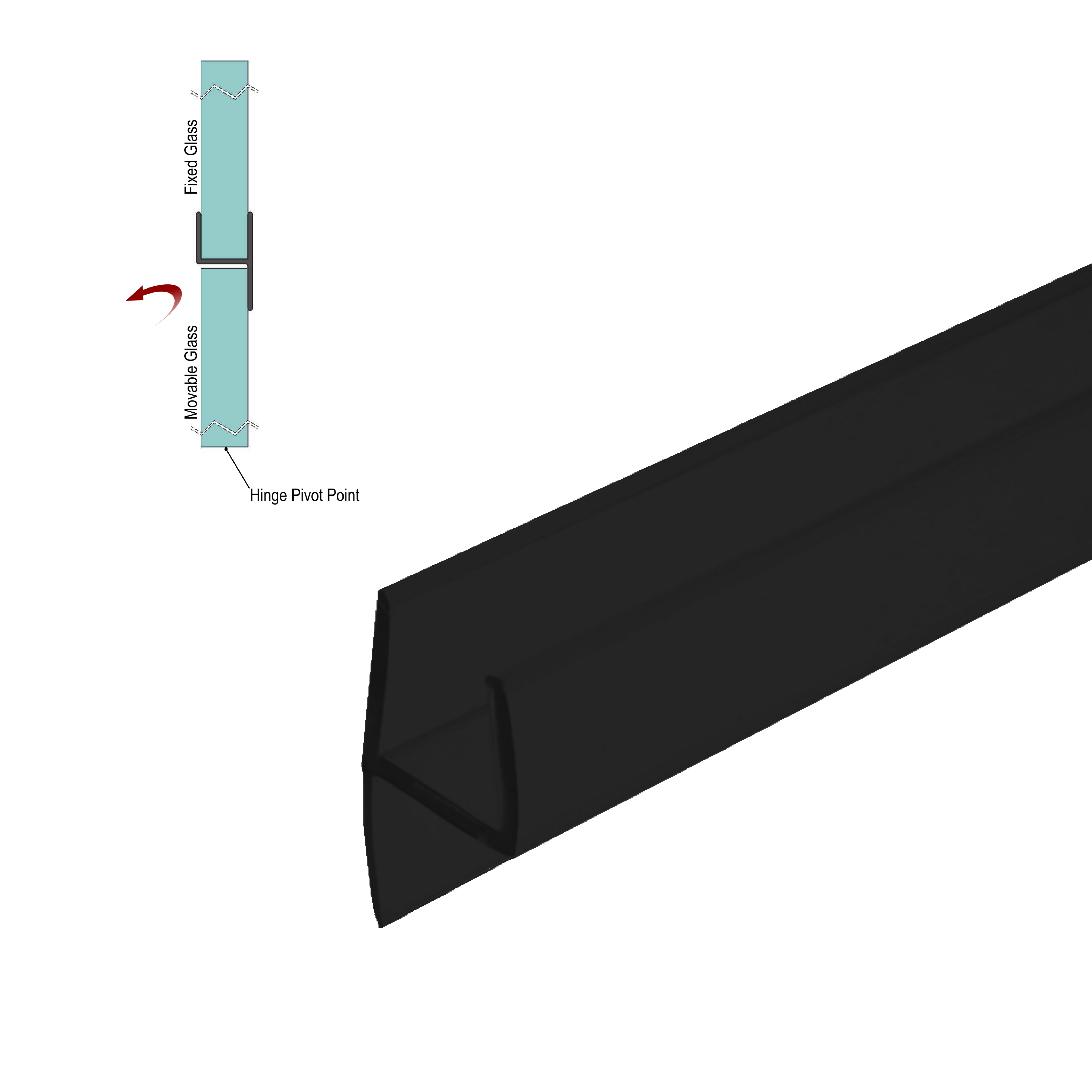 [SWPL] GGH Shower Sweep - 'L' Seal for 3/8" Glass (95")