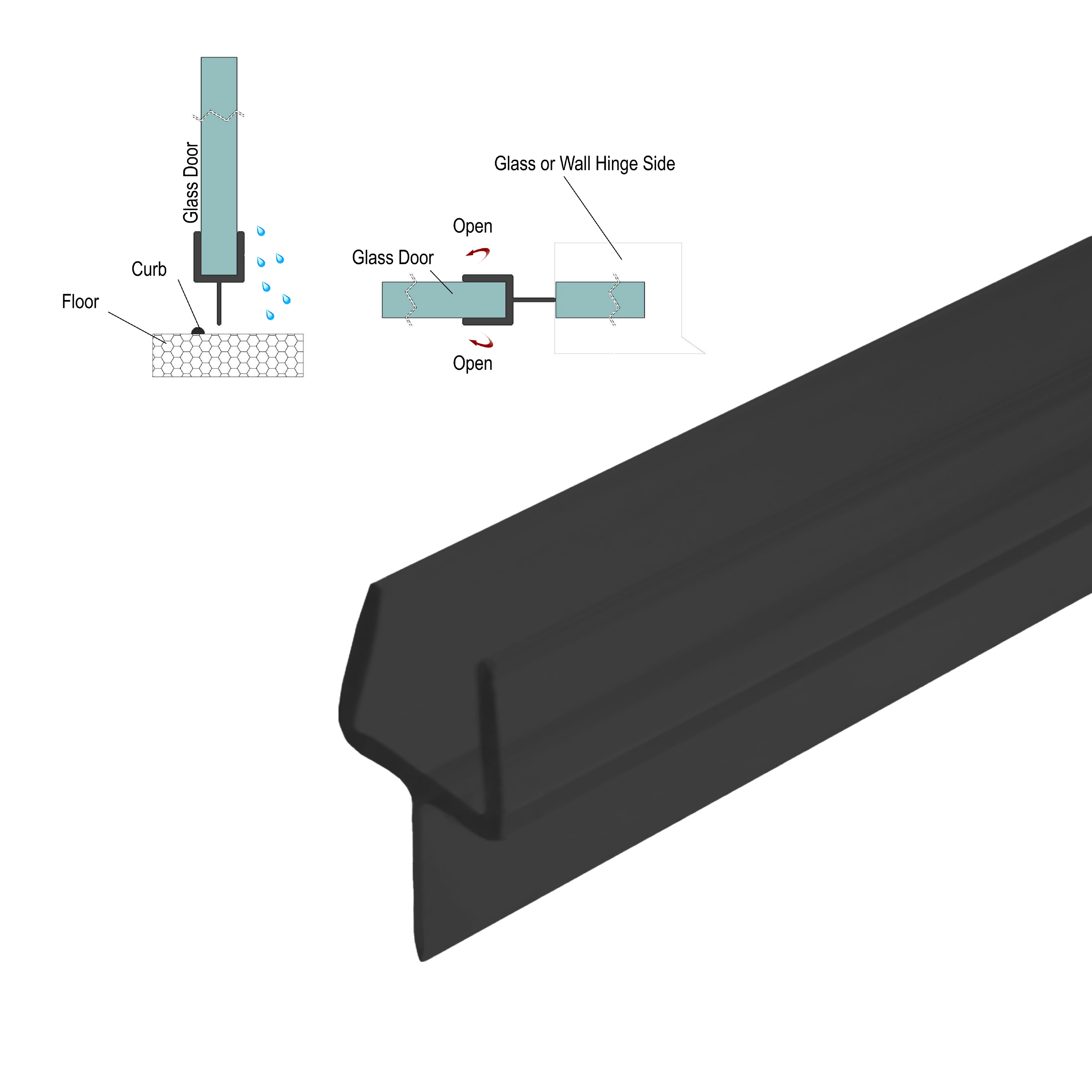 [SWPY] GGHShower Sweep - Y-Seal For 3/8" Glass (95")