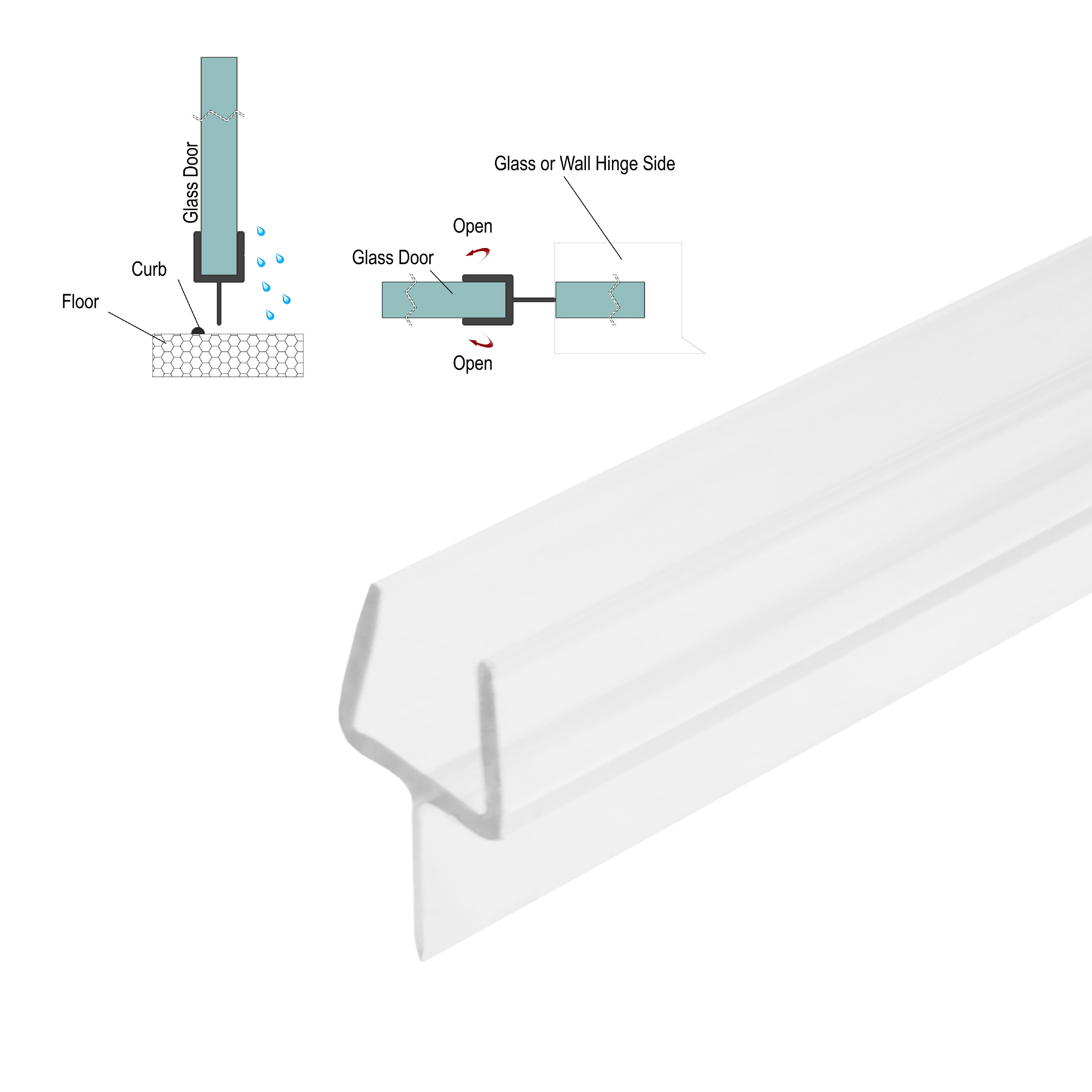 [SWPY] GGHShower Sweep - Y-Seal For 3/8" Glass (95")