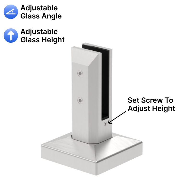 GGH Spigot - 6" Adjustable - Square - for 12.14mm Glass