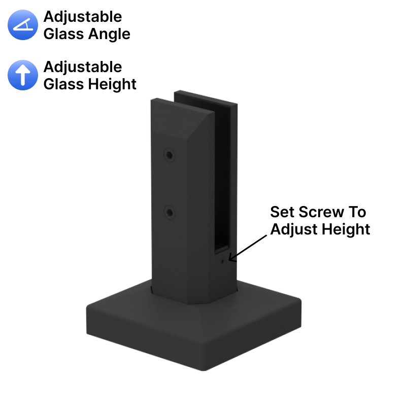 GGH Spigot - 6" Adjustable - Square - for 12.14mm Glass