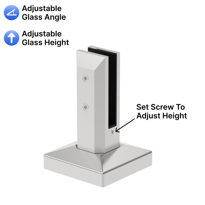 GGH Spigot - 6" Adjustable - Square - for 12.14mm Glass