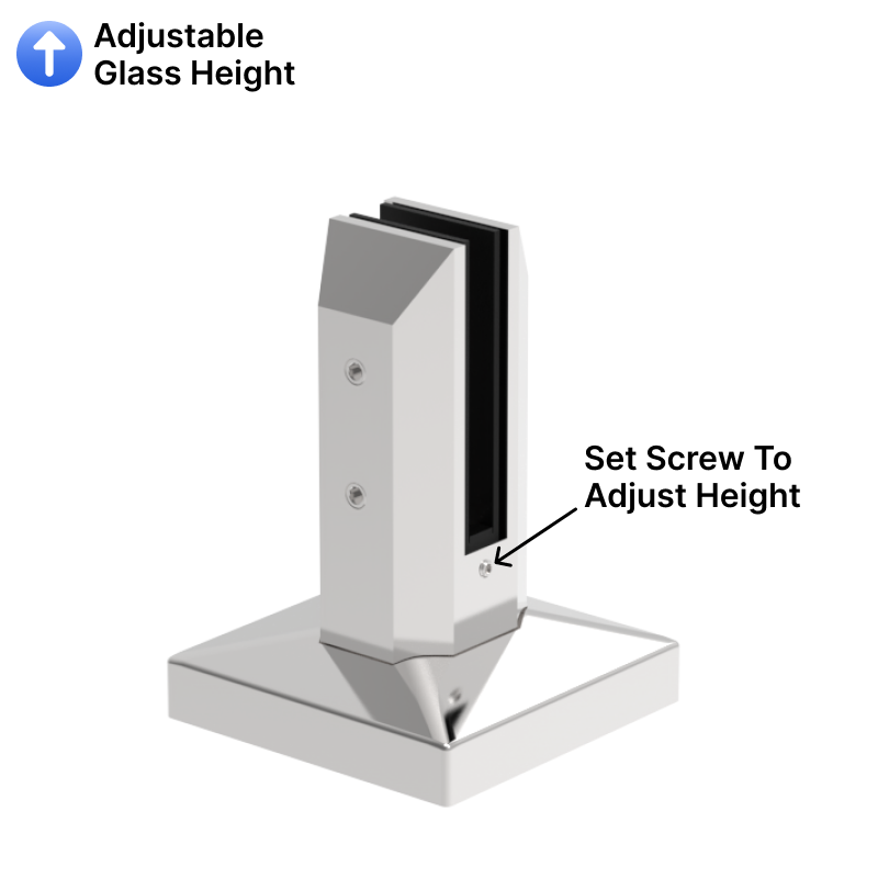 GGH Spigot - 6" Adjustable - Square - for 15-17mm Glass