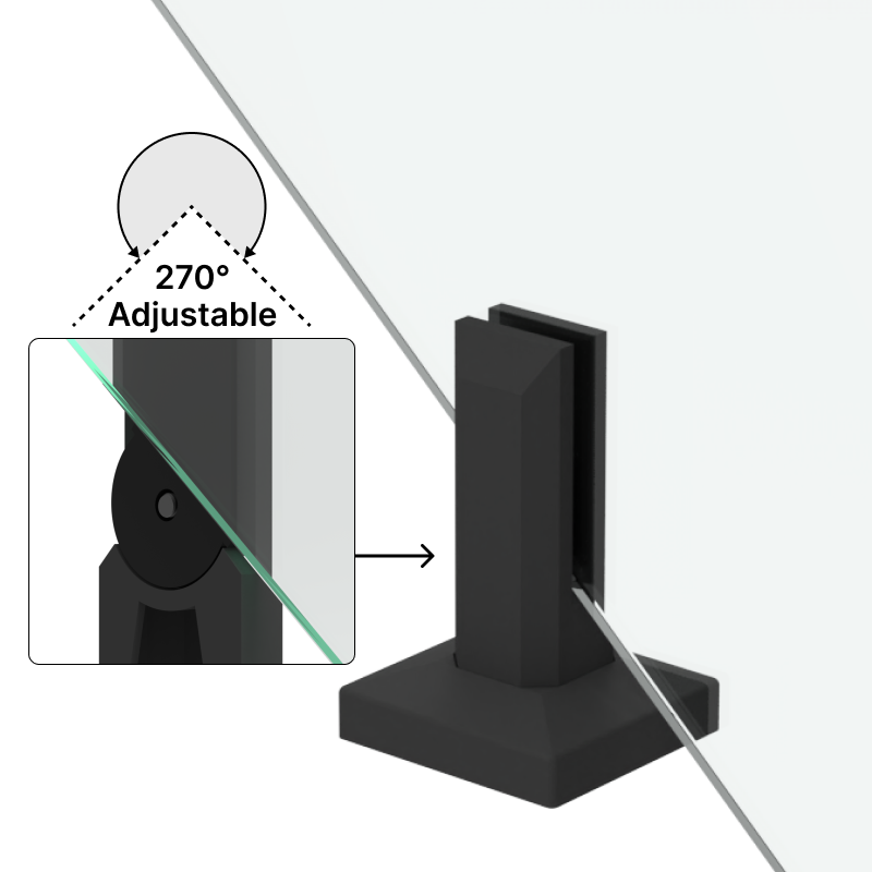 GGH Spigot - 6" Adjustable - Square (Stair) - For 12-14.28mm Glass