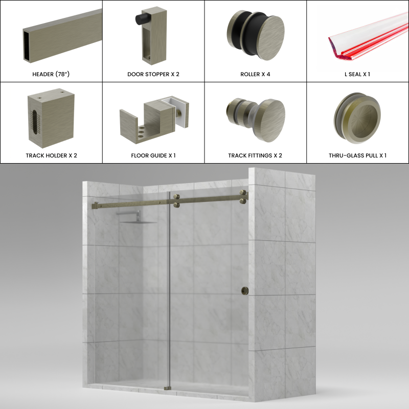 [TQ78] TRANQUILITY Series GGH Shower Sliding Door Kit