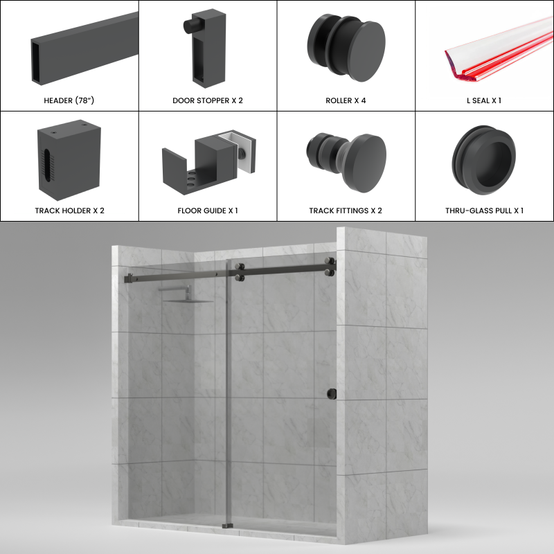 [TQ78] TRANQUILITY Series GGH Shower Sliding Door Kit