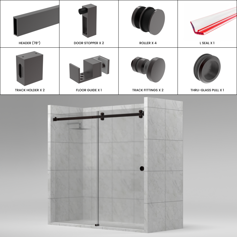 [TQ78] TRANQUILITY Series GGH Shower Sliding Door Kit