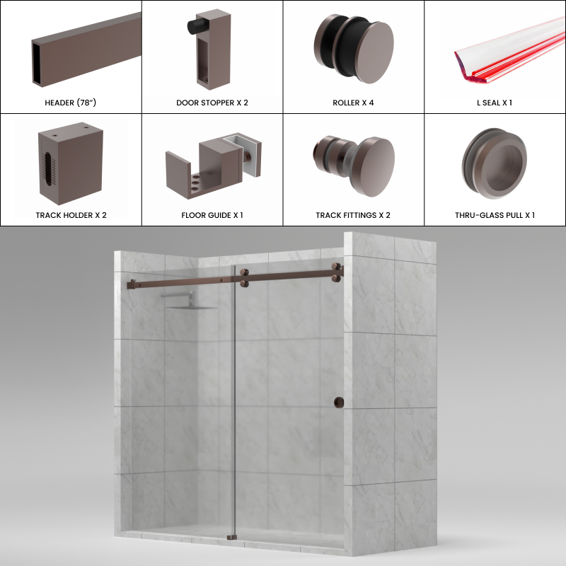 [TQ78] TRANQUILITY Series GGH Shower Sliding Door Kit