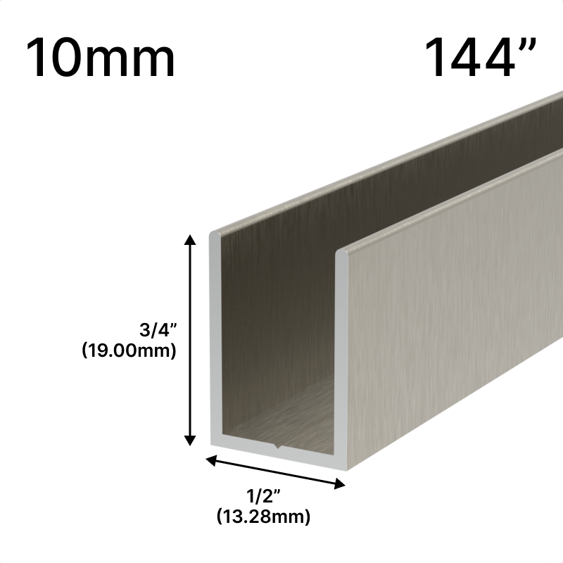 [UC14410] GGH Shower U-Channel - 10mm Glass (144")
