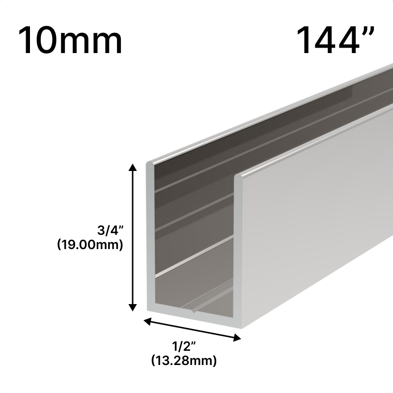 [UC14410] GGH Shower U-Channel - 10mm Glass (144")