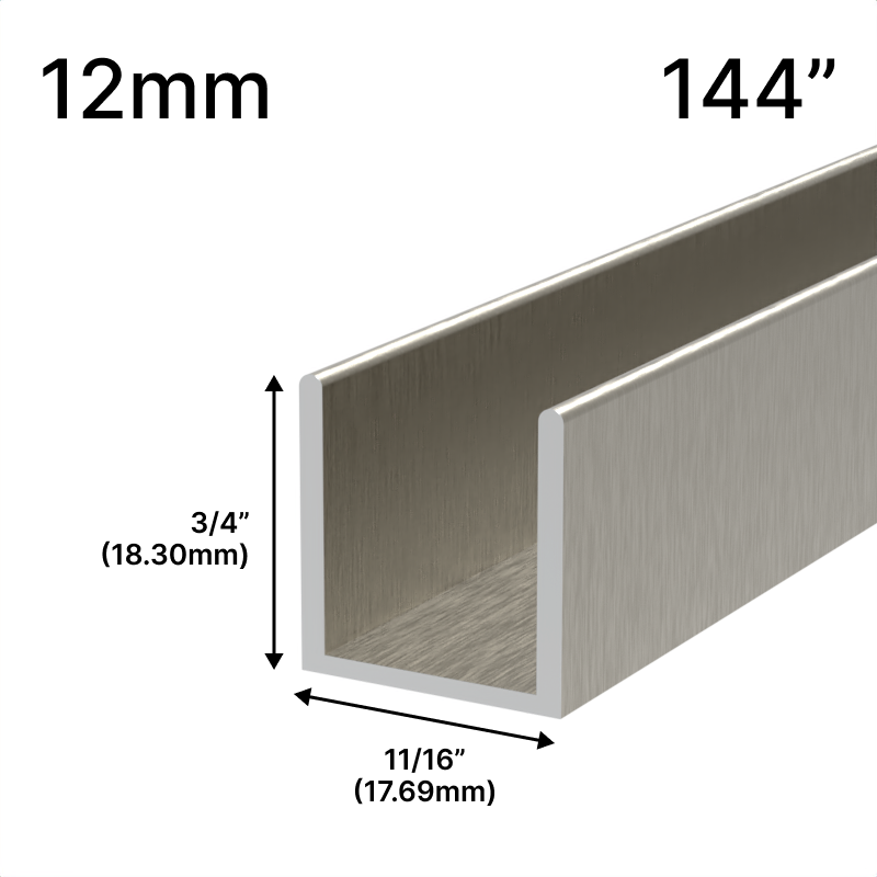 GGH Shower U-Channel - 12mm Glass (144")