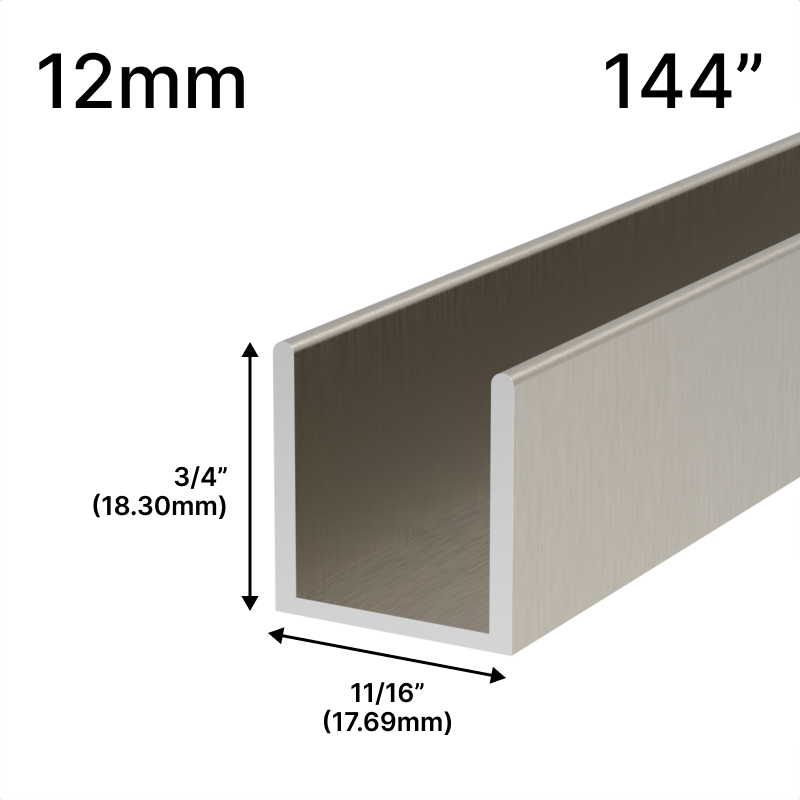 GGH Shower U-Channel - 12mm Glass (144")