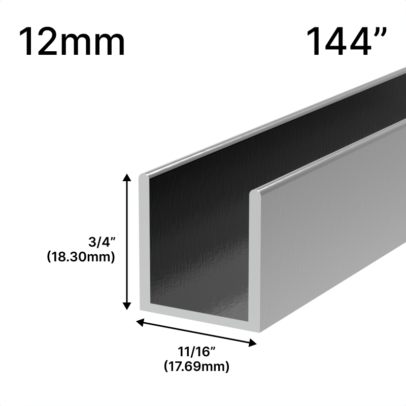 GGH Shower U-Channel - 12mm Glass (144")