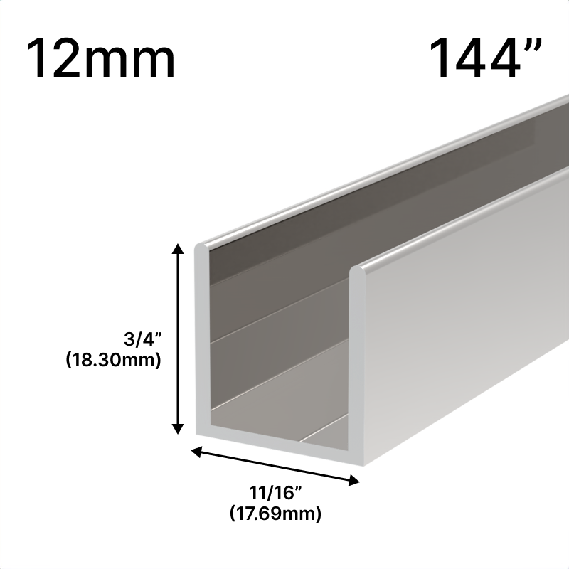 GGH Shower U-Channel - 12mm Glass (144")