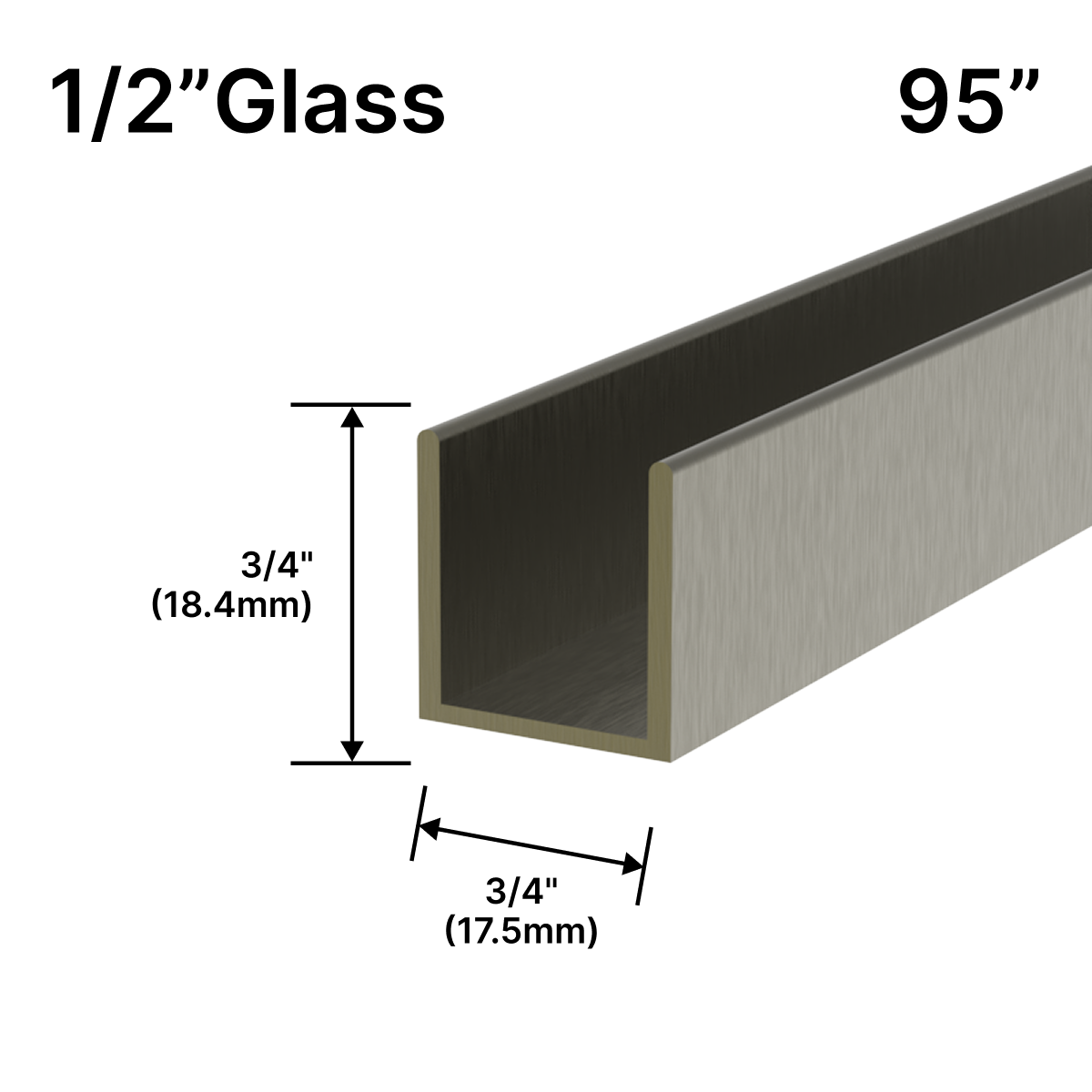 GGH Shower U-Channel - 12mm Glass (95")