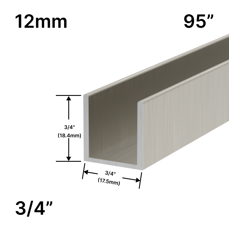 [UC9512] Shower U-Channel - Align Series - 12mm Glass (95")